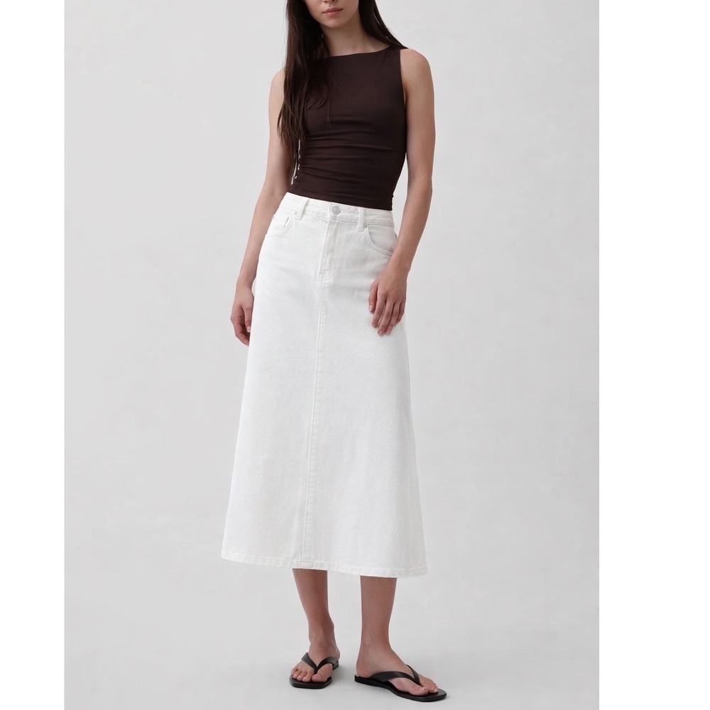 Gloria Vanderbilt White Midi Denim Skirt NWT